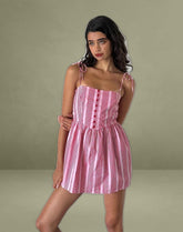 Kesyani Mini Dress in Vertical Pink Stripe