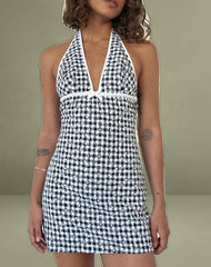 Corla Mini Dress in Black Floral Gingham