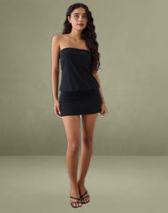 Belia Cinched Waist Mini Dress in Black