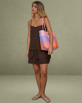 Mailina Linen Button Up Mini Dress in Chocolate Brown