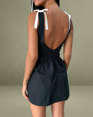 Taleshi Mini Dress in Black with Tap Shoe Off White Bows