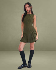 Semasa Mini Dress in Khaki Pinstripe
