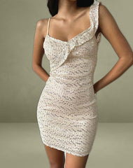 Iskaya Frill Mini Dress in Sequin Neutral
