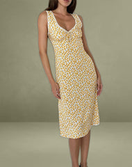 Lavisha Midi Dress in Yellow Cosmos Garden
