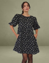 Marate Mini Dress in Floral Land Black