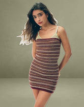Rosbina Bandeau Mini Dress in Shimmer Stripe Knit Rust
