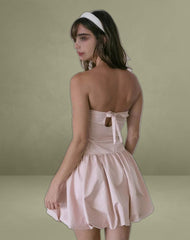Krayofa Puffball Mini Dress in Baby Pink