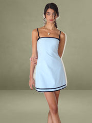 Plasina Mini Dress in Linen Blue