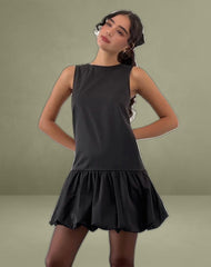 Tamilo Bubble Hem Mini Dress in Black