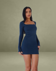 Janjisu Bodycon Mini Dress in Navy