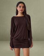 Sybe Long Sleeve Mini Dress in Bitter Chocolate