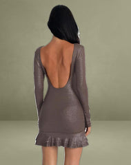 Sabiya Backless Mini Dress in Shimmer Brown