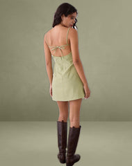Ambra Scoop Mini Dress in Sage Green