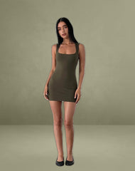 Jinsuen Mini Dress in Lycra Olive