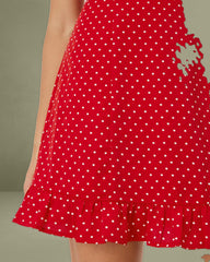 Red Sweetheart Neck Ruffle Slip Mini Dress
