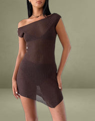 Susannah Dress in Wide Rib Knit Brown