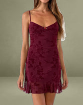 Micaya Mini Dress in Botanical Flower Maroon