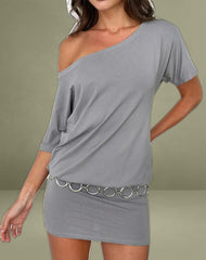 Edwina Off The Shoulder Mini Dress in Grey