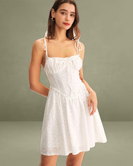 White Ruched Corset Slip Mini Dress