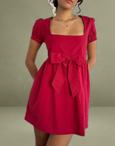 Leshiana Mini Dress in Poplin Adrenaline Red