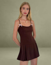 Calilia Cami Dress in Bitter Chocolate with Pink Bows