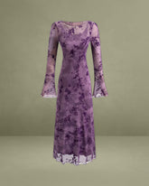 Purple Floal Two Piece Midi Dress