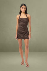 Palm Halter Mini Dress