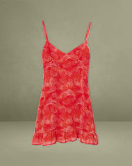 Mireya Mini Dress in Paisley Chiffon Red