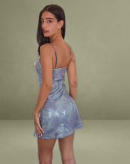 Turu Mini Dress in Sequin Abstract Rose Grey