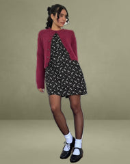 Marate Mini Dress in Floral Land Black