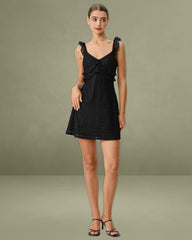 Black V Neck A-Line Slip Mini Dress