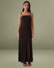 Jenesis Maxi Dress in Crinkle Bitter Chocolate