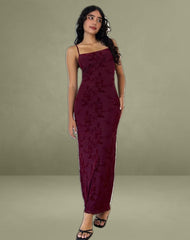 Darsih Maxi Dress in Botanical Flower Maroon