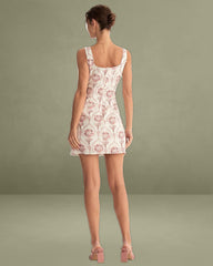 Pink Square Neck Floral Slip Mini Dress