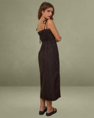 Haruko Midi Dress in Bitter Chocolate