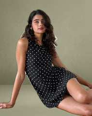 Ayana Backless Mini Dress in Polka Black