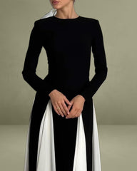 Black Contrasting A-Line Maxi Dress