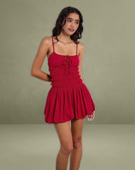 Rasmil Bubble Mini Dress in Adrenaline Red