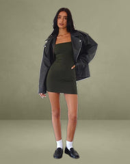 Janjisu Bodycon Mini Dress in Olive