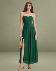 The Green Sweetheart Neck Ruched Maxi Dress