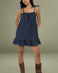 Carlisle Mini Dress in Chambray Indigo