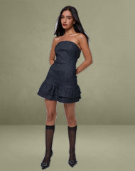 Luminis Mini Dress in Dark Denim Indigo