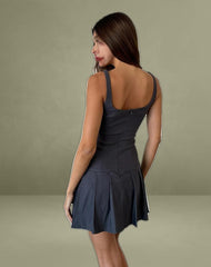 Jadzia Drop Waist Mini Dress in Charcoal Grey
