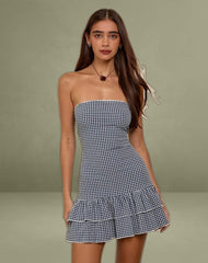 Sitav Dress in Seersucker Gingham Navy