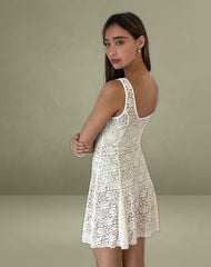 Tabah Mini Dress in Rose Lace Ivory