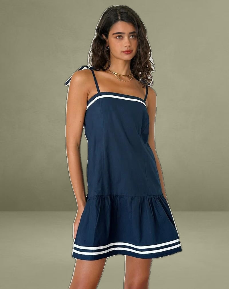 Rodha Cami Mini Dress in Poplin Navy