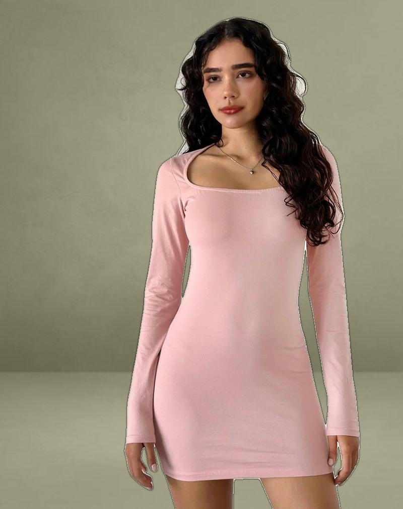 Janjisu Bodycon Mini Dress in Pink Lady