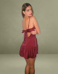 Oshi Open Back Mini Dress in Satin Red
