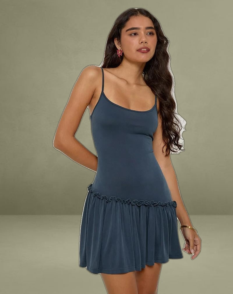 Suvi Cami Mini Dress in Ocean Storm