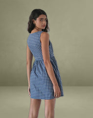 Sokasi Mini Dress in Navy Tartan